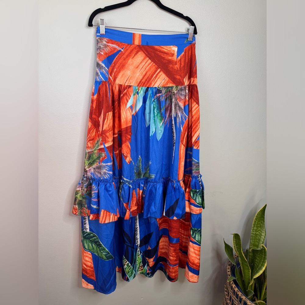 LATISTE Boho Tiered Maxi Skirt Multi-Color Size Medium